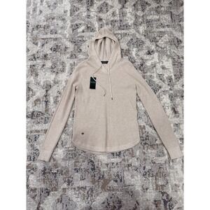 Polo Ralph Lauren Women Natural Solid Cotton Waffle Knit Thermal Pullover Hoodie